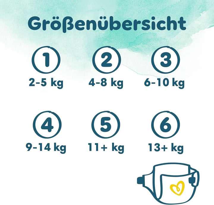 Pampers Baby Windeln Größe 6 (13+Kg) Harmonie, MONATSBOX, Sanfter Hautschutz Und Pflanzenbasierte Inhaltsstoffe, 144 Stück