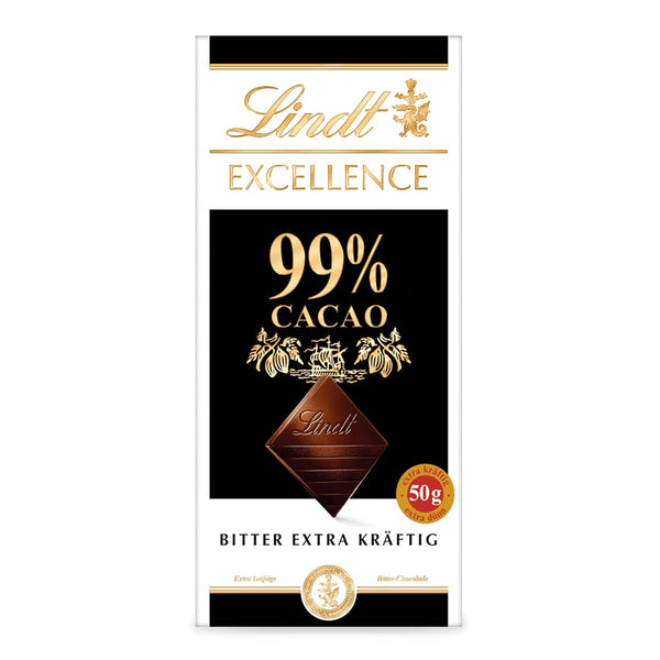 Lindt EXCELLENCE 99% Kakao - Edelbitter-Schokolade | 50 G Tafel | Extra Kräftige Bitter-Schokolade | Intensiver Kakao-Geschmack | Dunkle Schokolade | Vegane Schokolade | Schokoladengeschenk