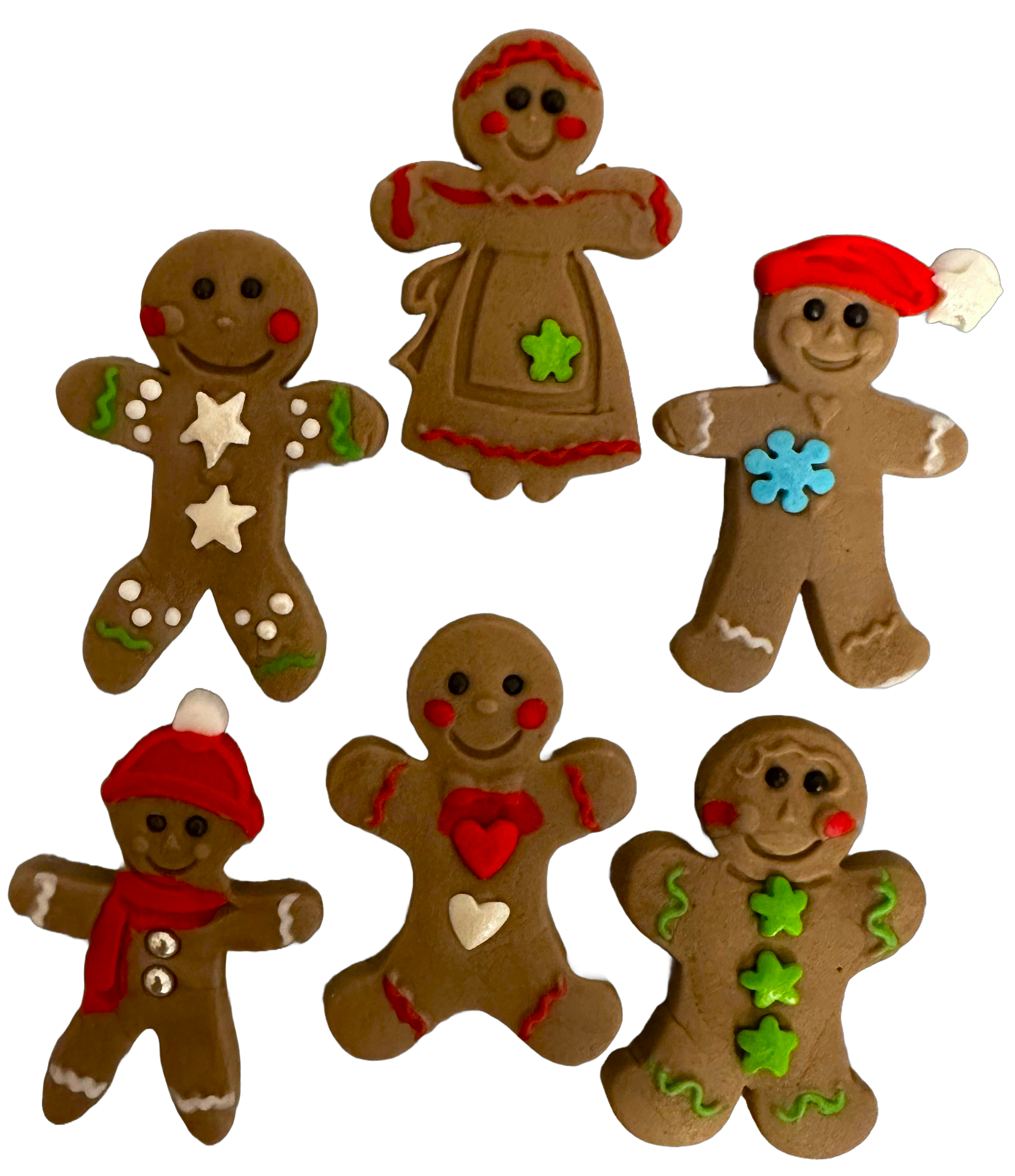 Set 6 decoratiuni comestibile din zahar, Turta dulce - Craciun Decoratiuni din Pasta de Zahar Nati Shop