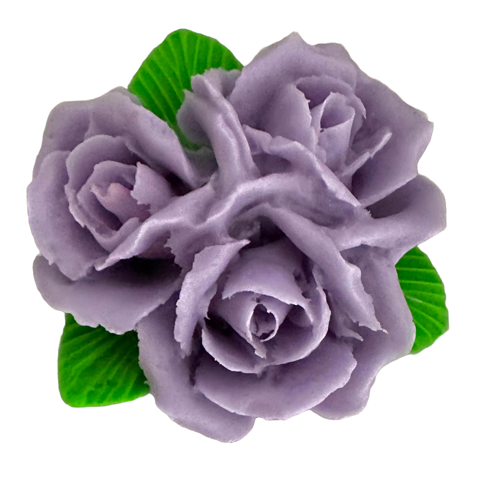 Decoratiune comestibila din zahar, Buchet de trandafiri mov lila - Nati Shop 