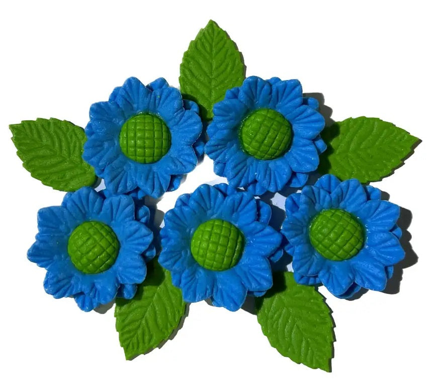 Set decoratiuni comestibile din zahar, Flori albastre - Nati Shop 