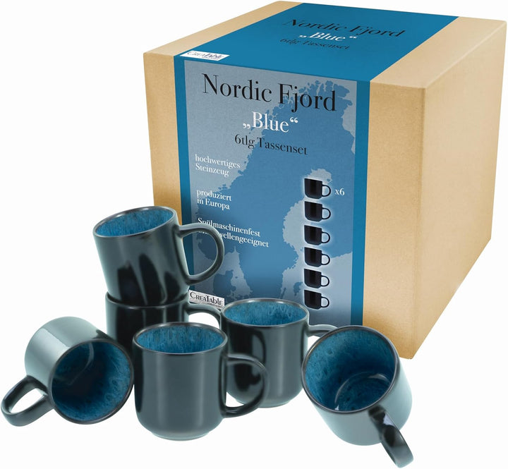 Creatable, 20166, Serie Nordic Fjord Green, 16-Teiliges Geschirrset Für 4 Personen, Kombiservice Aus Steinzeug, Spülmaschinen- Und Mikrowellengeeignet, Qualitätsproduktion