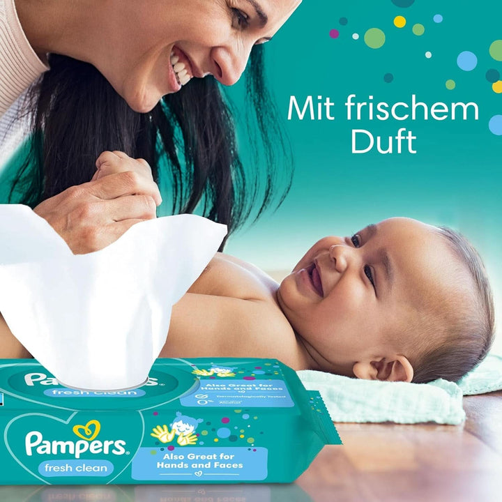 Pampers Fresh Clean Feuchttücher 1 Packungen Mit 52 Stück - 624 Feuchttücher, Milder Duft, Auch Für Hände Und Gesicht Geeignet