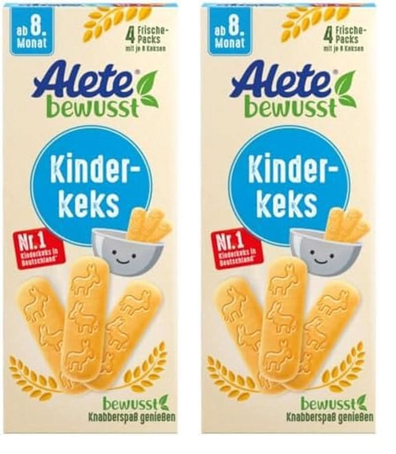 Alete Bewusst Kinderkeks, Ab Dem 8. Monat, Butterkeks Aus Weizen Für Kinder, Handlich Verpackte Kekse Als Kleiner Snack, Perfekt Für Unterwegs & Zwischendurch, 1 X 180 G