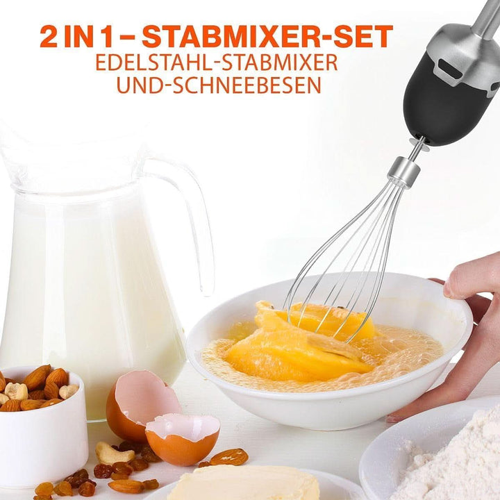 Proficook® 2In1 Stabmixer & Schneebesen | Stabmixer 1000 Watt Für Mixen, Zerkleinern & Pürieren | Smoothie Maker M. Langem Mixstab | Pürierstab M. Edelstahlgehäuse & Soft Touch-Griff | PC-SMS 1220