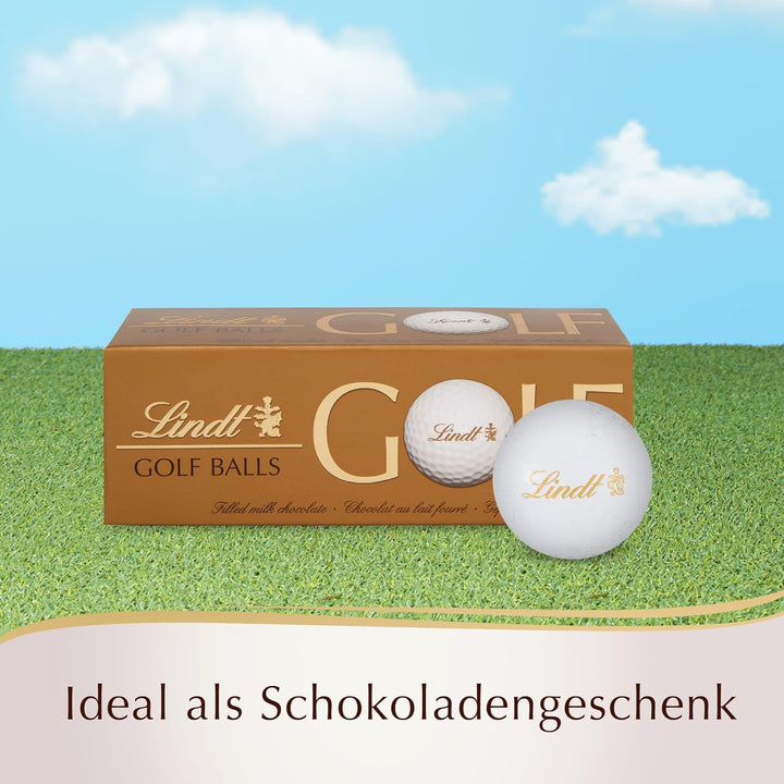 Lindt Schokolade - Golfbälle | 110 G | Drei Golfbälle Aus Lindt Vollmilch-Schokolade Mit Nougatcremefüllung Und Waffelstückchen | Pralinengeschenk | Geschenk Für Golfer | Schokoladengeschenk