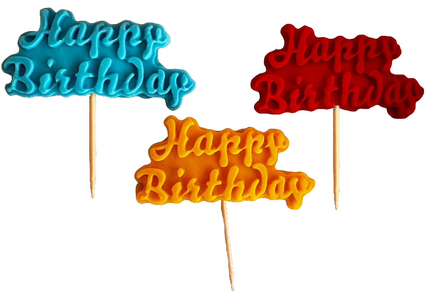 Set 3 decoratiuni comestibile din pasta de zahar, Happy Birthday Decoratiuni din Pasta de Zahar Naty Shop