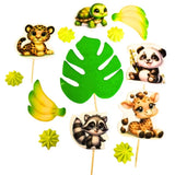 Set 13 Decoratiuni Comestibile Safari - Animale Colorate pentru Torturi si Deserturi