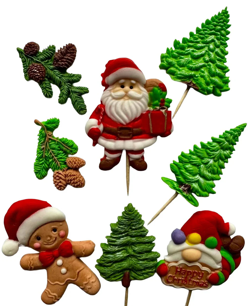 Set 8 Decoratiuni Comestibile Din Pastă De Zahăr, Dimensiuni Între 4,5 Și 7,5 Cm, Pentru Sărbători