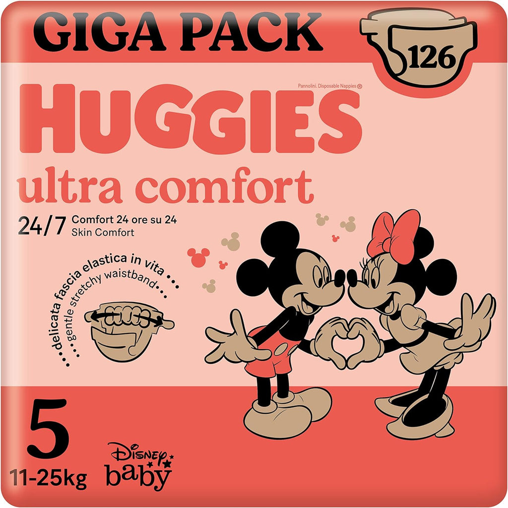 Huggies Ultra Comfort, scutece mărimea 5 (11-25 kg), design Disney, 126 bucăți