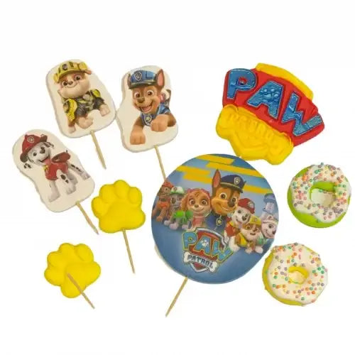 Set 3 Decoratiuni Comestibile Din Zahar Paw Patrol - Ideal Pentru Decorarea Prajiturilor Si Torturilor