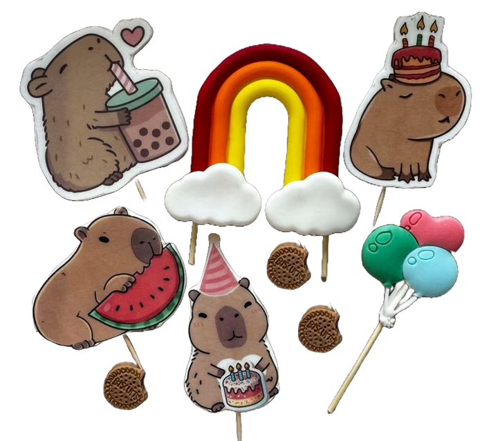 Set decoratiuni comestibile, Capybara Decoratiuni din Pasta de Zahar Nati Shop