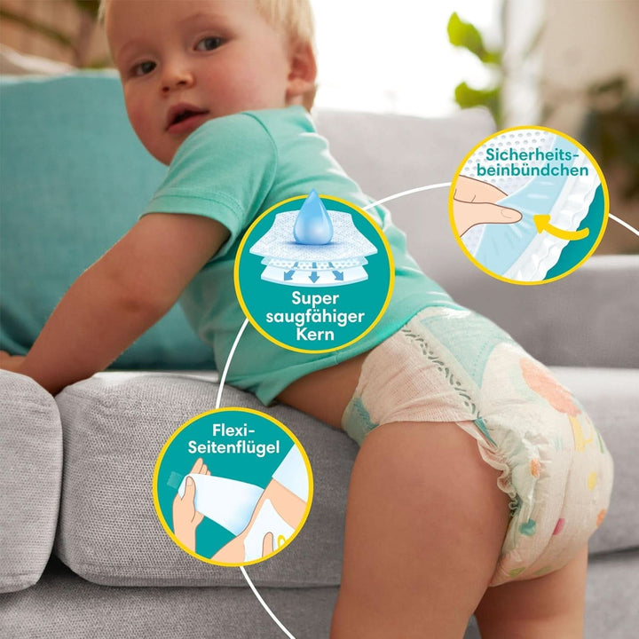 Scutece Pampers mărimea 7, 132 scutece, 15Kg+ Baby-Dry, până la 100% protecție împotriva scurgerilor toată noaptea