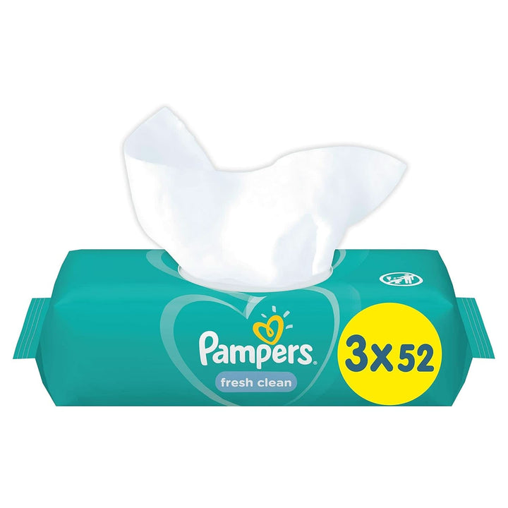 Pampers Fresh Clean 81688041 Baby-Feuchttücher, 52 Stück, (Wet Baby Wipe, Plastikbeutel, Girl/Boy, Türkis, Weiß, Deutschland, 896,7 G)