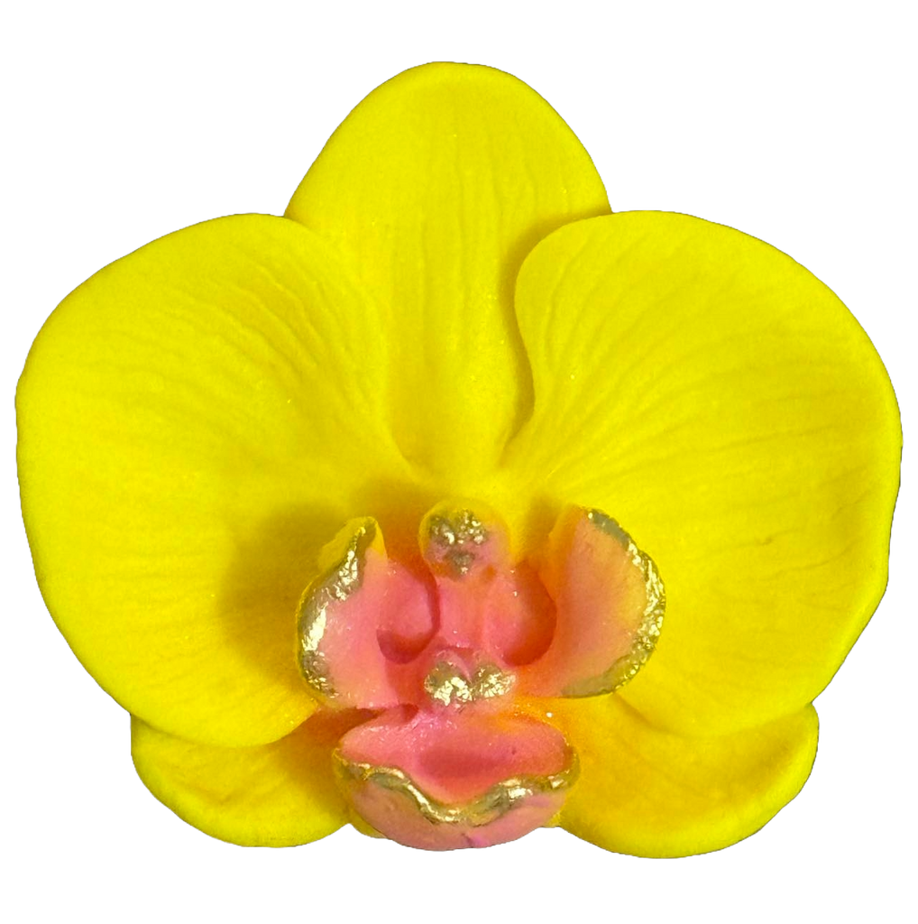 Decoratiune comestibila din zahar, Orhidee galbena - Nati Shop 