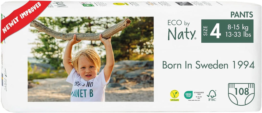 Eco by Naty Baby Windeln Pants - Umweltfreundliche Premium-Bio Höschenwindeln Aus Pflanzenbasierten Materialien, Sehr Saugfähig Und Frei Von Gefährlichen Chemikalien (Größe 6 ) | 18 Stück (1Er Pack)