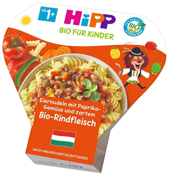 Hipp Bio Für Kinder Kinderteller - Meniuri în bol - Tăiței cu ouă, legume cu ardei și carne de vită ecologică fragedă, pachet de 6