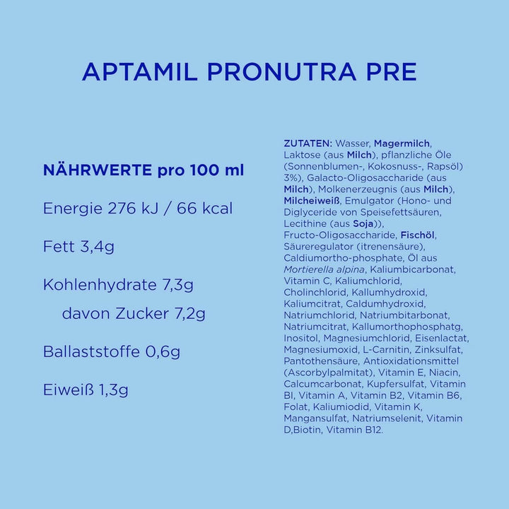 Aptamil Pronutra Anfangsnahrung Pre, Von Geburt An, Ohne Palmöl, Mit Schonendem Lactofidus Prozess, Vorratspack 1,2Kg