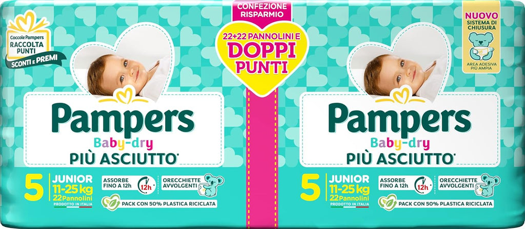 Pampers Baby Dry Junior, 176 scutece, mărimea 5 (11-25 kg)