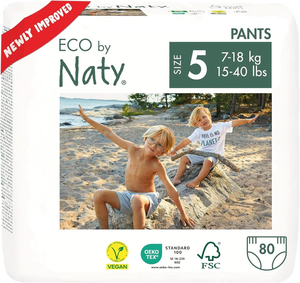 Eco by Naty Baby Windeln Pants - Umweltfreundliche Premium-Bio Höschenwindeln Aus Pflanzenbasierten Materialien, Sehr Saugfähig Und Frei Von Gefährlichen Chemikalien (Größe 6 ) | 18 Stück (1Er Pack)