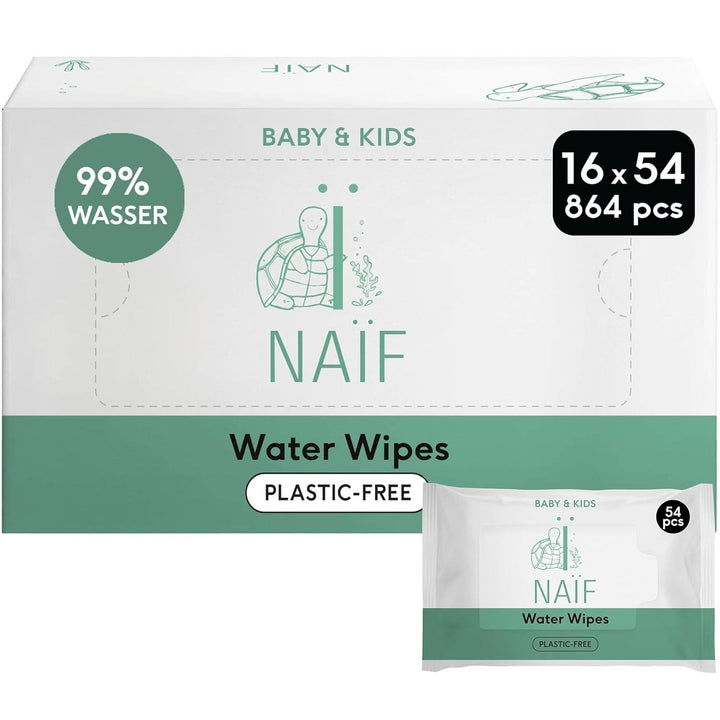 Naïf Plastikfreie Feuchttücher 864 Stück (16Er X 54 Feuchttuch) - Pflege Für Babypo, Körper Und Gesicht - 99% Aus Wasser - 0% Parfüm Und Alkohol - Nachhaltige Feuchttücherbox Eukalyptus Sensitiv Naty Shop
