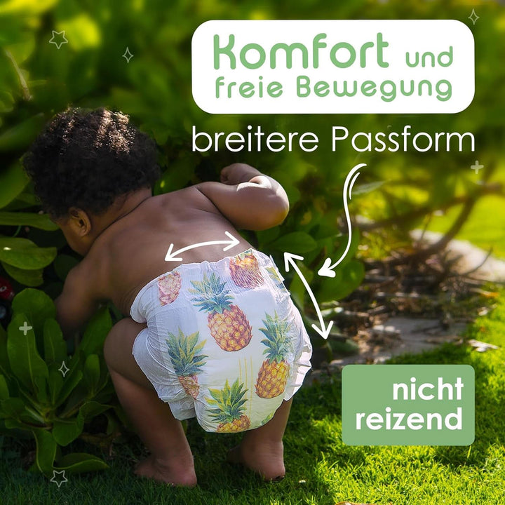 Pureborn Eco Bio-Bambus Windeln, Größe Für Neugeborene Bis 5 Kg, 34 Stück, Umweltfreundlich, Ultraweich, Hypoallergen, Mit Nässeindikator, Diverser Aufdruck