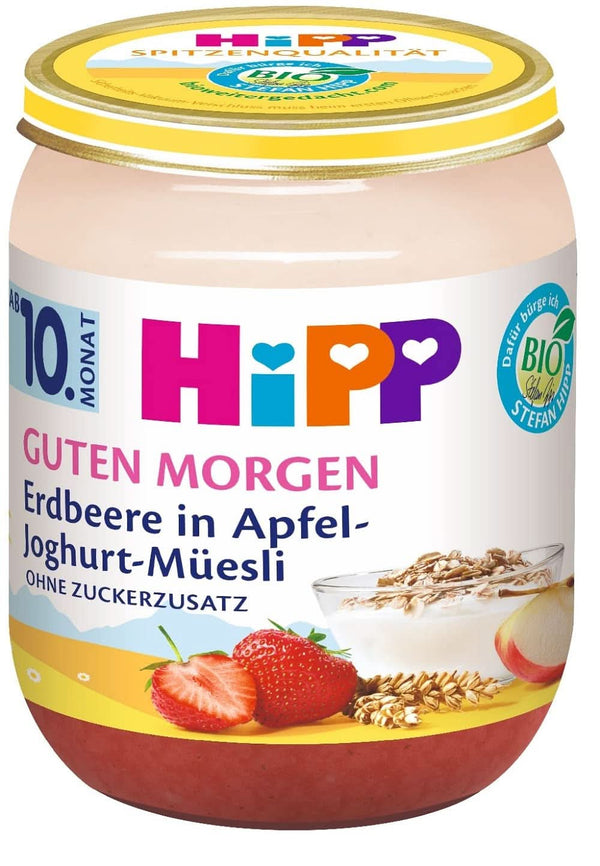 Muesli Hipp cu căpșuni și iaurt de mere, pachet de 6 X 160 grame