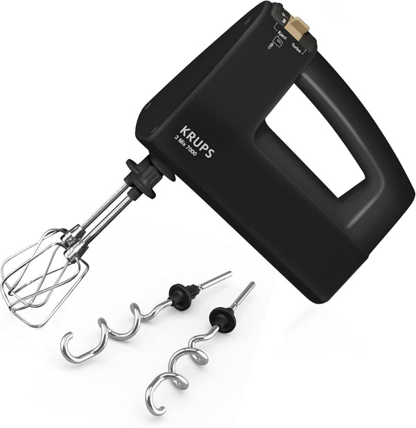 Krups 3Mix 7000 Handmixer 60 Jahre Special Edition, 500 Watt, Knet- Und Rührhaken Aus Edelstahl, Langes Netzkabel, Zubehörtasche, F6085811, Schwarz/Kupfer