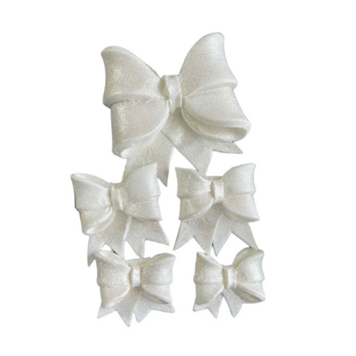 Set 5 decorațiuni comestibile, Fundițe albe