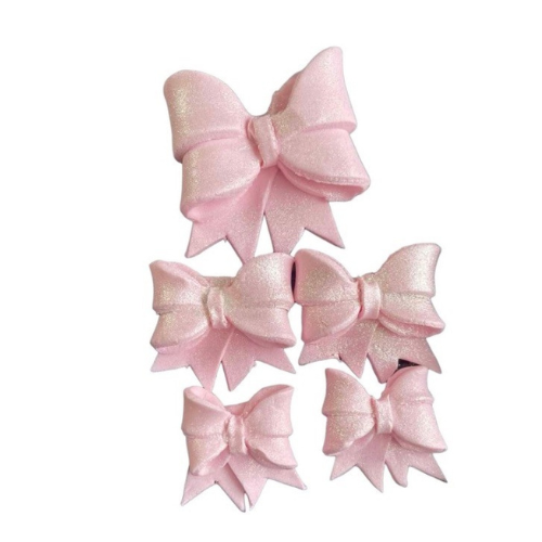 Set 5 decorațiuni comestibile, Fundițe roz