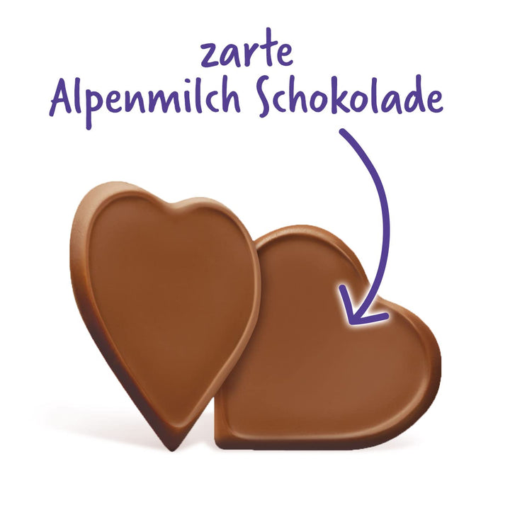 Milka Hauchzarte Herzen 10 X 130G, Zartschmelzende Milka Alpenmilch Schokolade Als Herzförmige Täfelchen