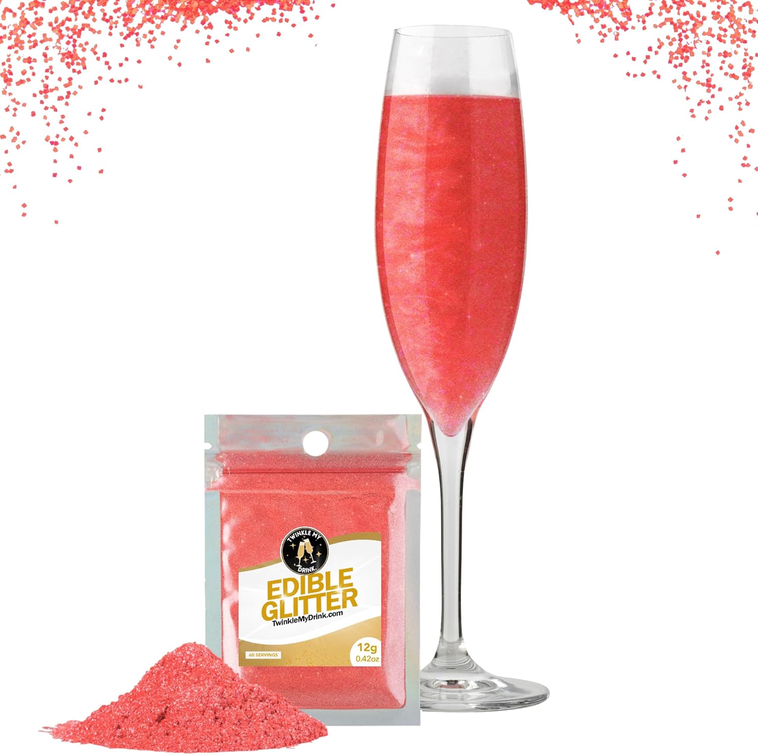 Twinkle My Drink® Glitter comestibil pentru băuturi, diverse culori, 12 grame Naty Shop Rot