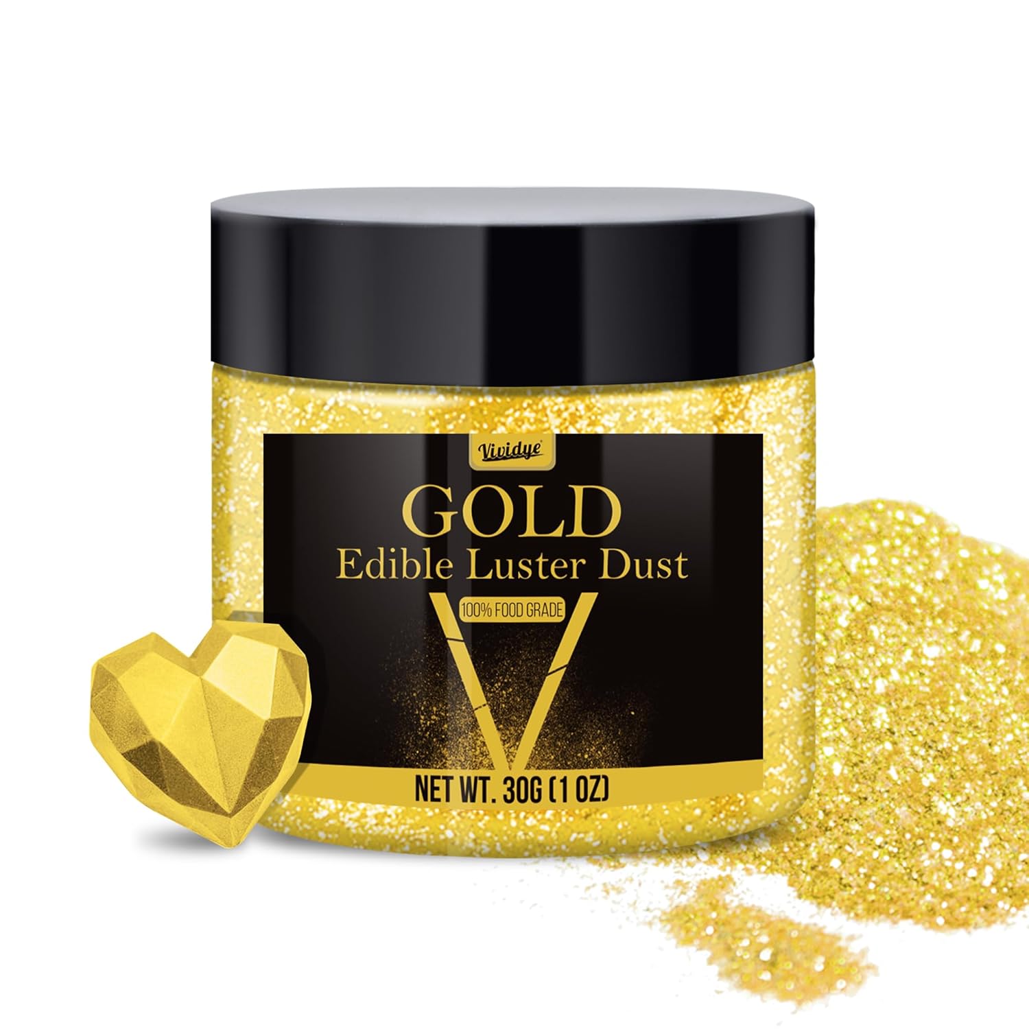 Edible Glitter Powder 30 Grams - Fine Sparkle for Desserts Pralines and Cakes