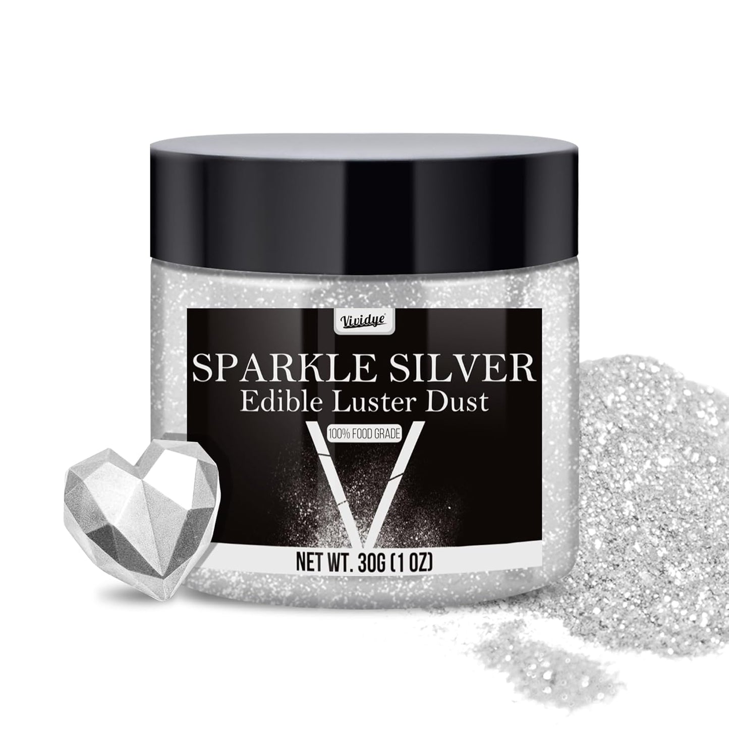 Edible Glitter Powder 30 Grams - Fine Sparkle for Desserts Pralines and Cakes
