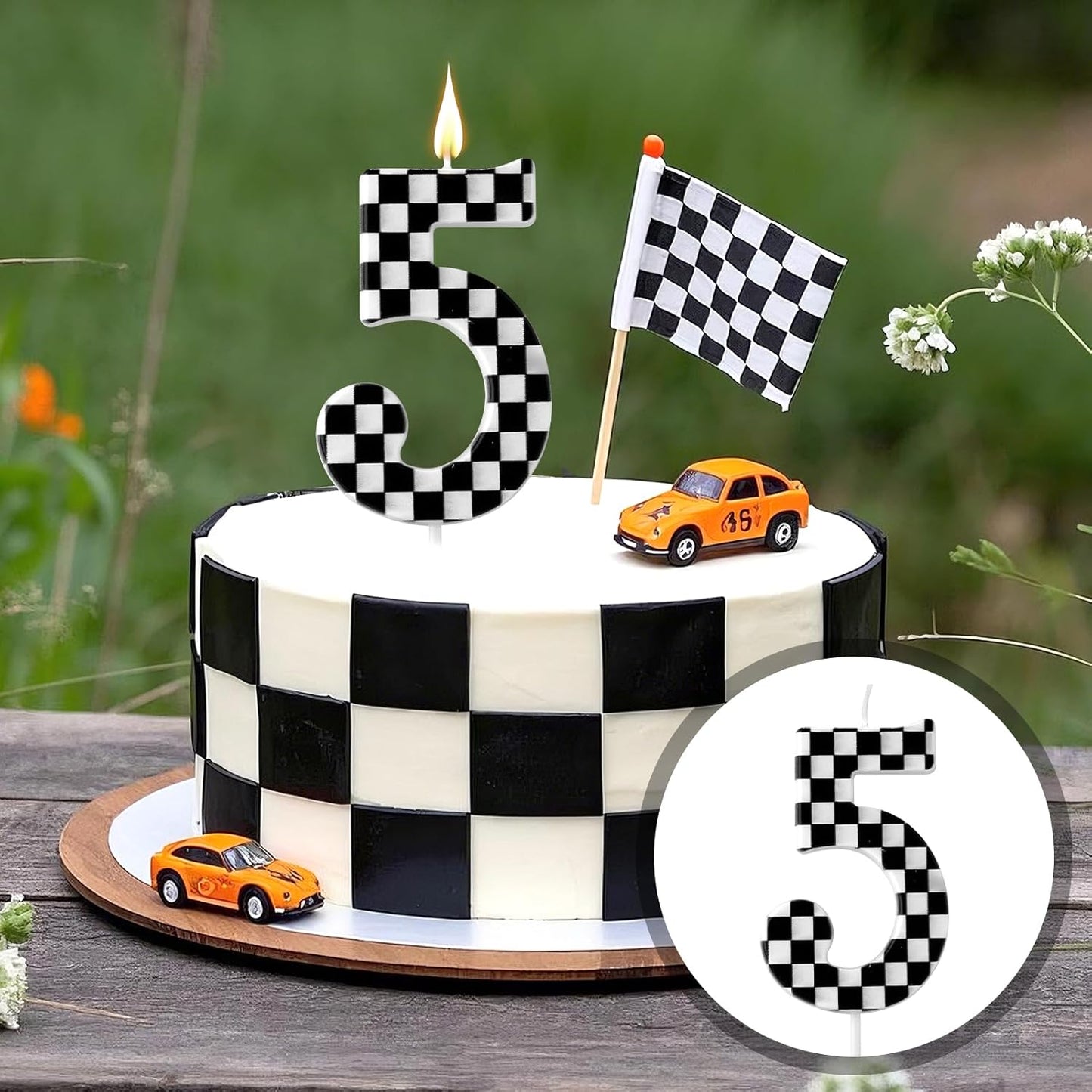 Lumanare De Aniversare Cifra 5 - Fara Parfum, Dimensiune 5,5 cm, Culoare Alb Negru Pentru Petreceri