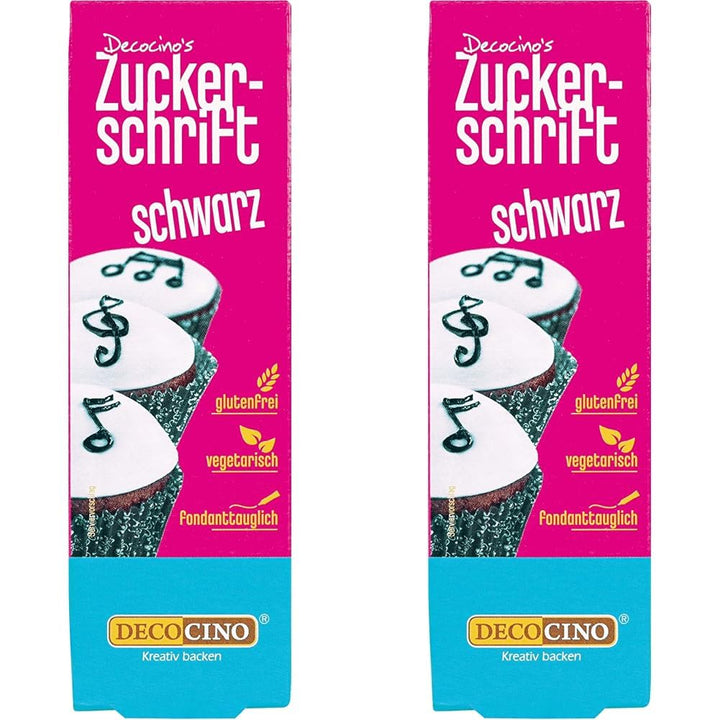 Decocino Zuckerschrift in Gold Lebensmittelfarben-Schrift Praktische Tube Zur Beschriftung Von Fondant & Glasuren Back-Deko Für Torten, Kuchen & Cup-Cakes!