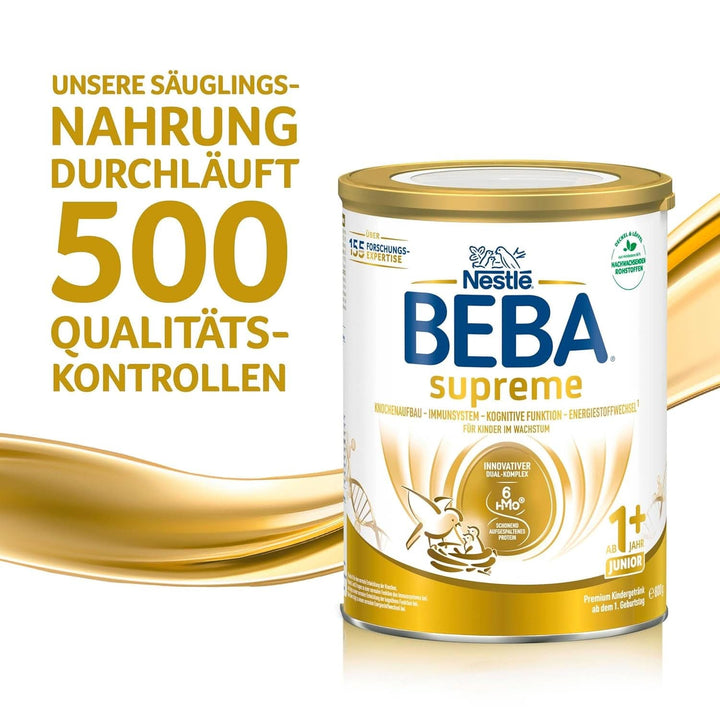 BEBA SUPREME Junior 1+ Kindergetränk Ab Dem 1. Geburtstag, Babynahrung Mit 6 HMO Komplex, Nur Laktose, Ohne Palmöl, 6Er Pack (6 X 800G)