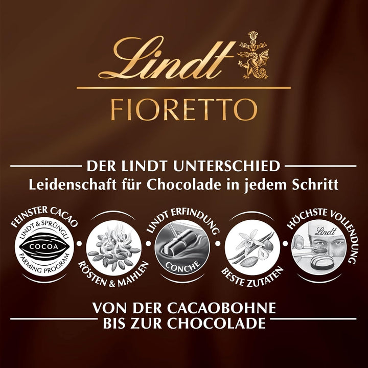 Lindt Schokolade FIORETTO Maxi Zabaione | 138G Geschenkbox | 6 Vollmilch Pralinen, Zabione-Trüffel-Füllung Umhüllt Von Knusprigem Crisp, Alkoholhaltig | Pralinengeschenk | Schokoladengeschenk