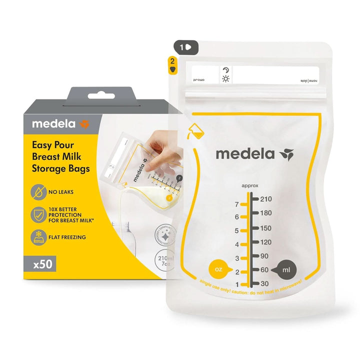 Medela Easy Pour Muttermilchbeutel Zum Einfachen Ausgießen, 100 Stück, 210 Ml, Auslaufsichere Einweg-Muttermilchbeutel Mit Überlaufschutz, Stillhelfer