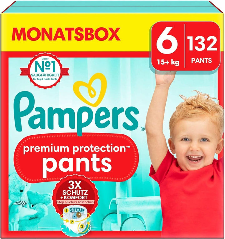 Pampers Baby Nappies Pantaloni mărimea 5 (12-17Kg) Premium Protection, Junior cu buzunar Stop and Protect, 144 scutece Panty