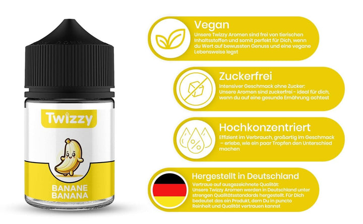 Aromă alimentară Twizzy Banana - 60 ml - Aromă intensă - Ideală pentru coacere