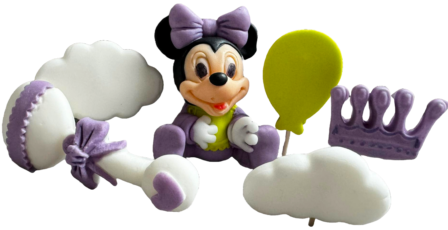 Set 6 decoratiuni comestibile din zahar, Minnie Mouse Decoratiuni din Pasta de Zahar Naty Shop