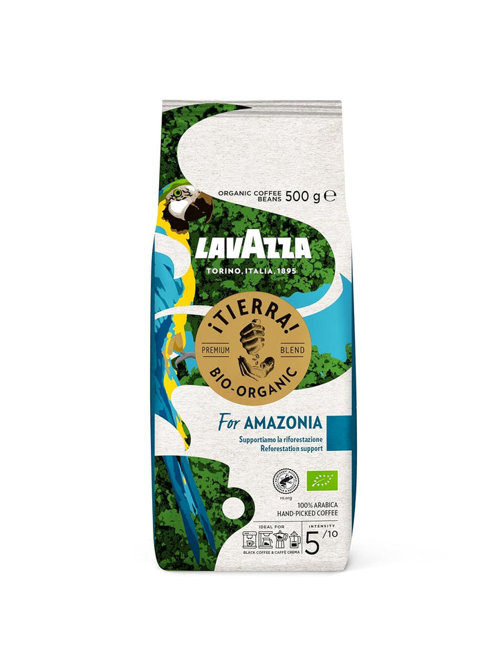 Lavazza, Tierra for Africa, 100% Bio Kaffeebohnen, Ideal Für Espressomaschinen, Kräftiger Und Vollmundiger Geschmack, Intensität 9/10, Aromen Von Nüssen, Mittlere Röstung, 1 Kg Packung