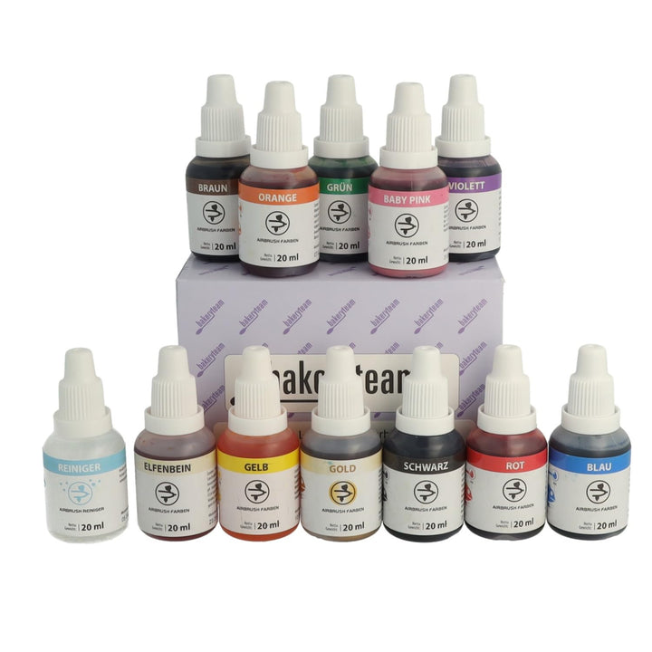 Bakeryteam Airbrush Lebensmittelfarben Set Mit Reiniger (12 X 20Ml)