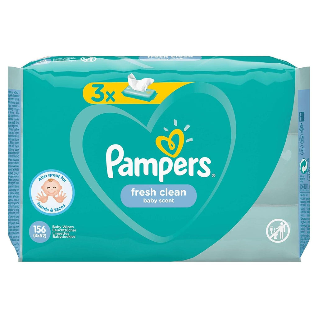 Pampers Fresh Clean 81688041 Baby-Feuchttücher, 52 Stück, (Wet Baby Wipe, Plastikbeutel, Girl/Boy, Türkis, Weiß, Deutschland, 896,7 G)