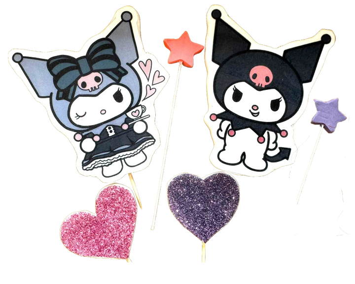 Set decoratiuni comestibile din zahar, Kuromi Decoratiuni din Pasta de Zahar Nati Shop