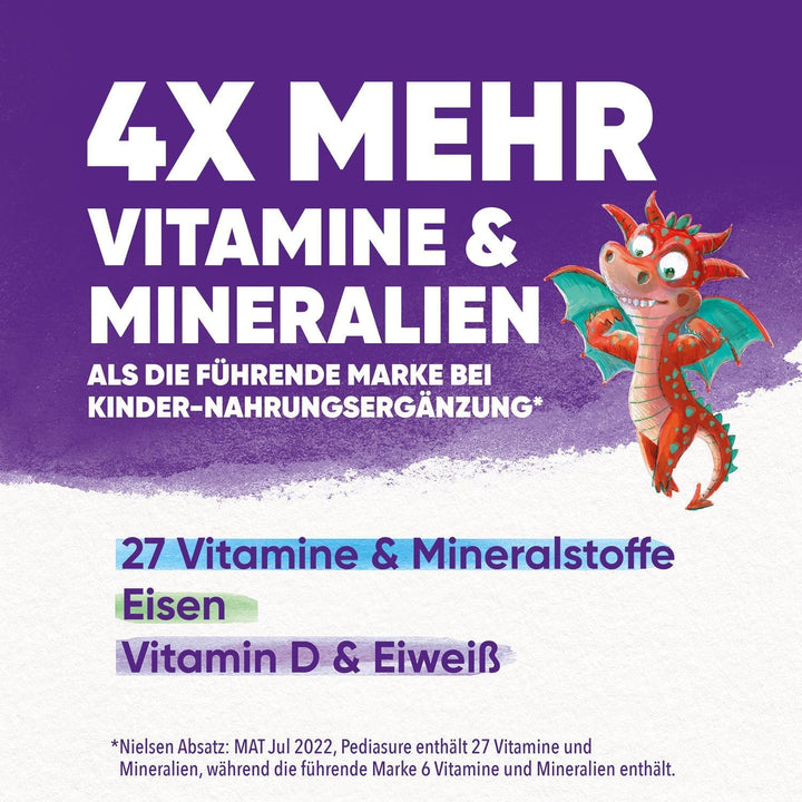 Pediasure Kinder Drachen Power Vanille 850G| Leckerer Nahrungsergänzungsshake Für Kinder Ab 1 Jahr|Mit 27 Vitaminen & Mineralien, Protein Und Triplesure Komplex|Verpackung Kann Variieren