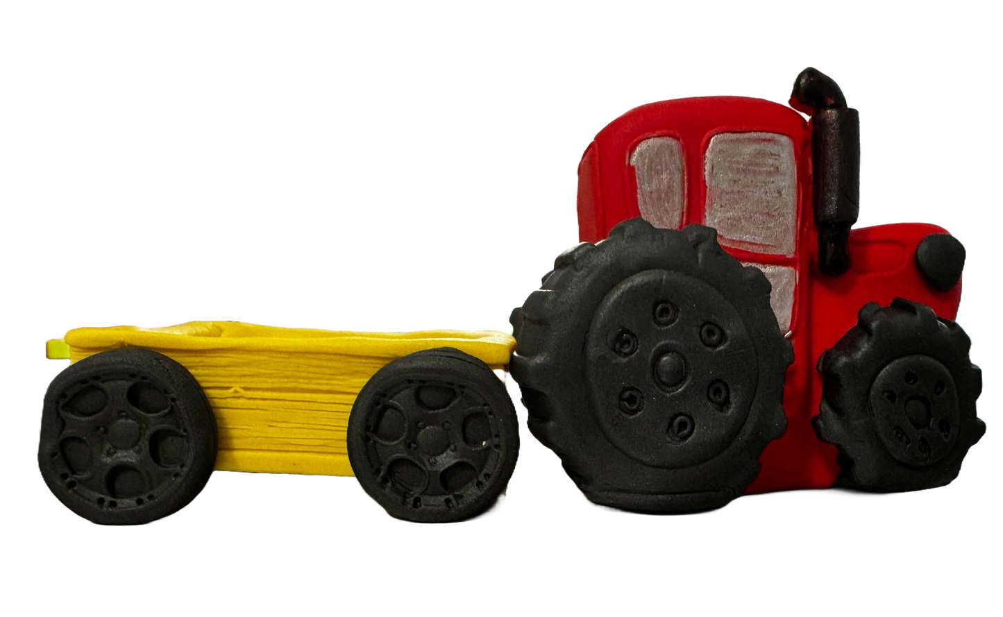 Set 2 decoratiuni comestibile din pasta de zahar, Tractor cu remorca Decoratiuni din Pasta de Zahar Nati Shop