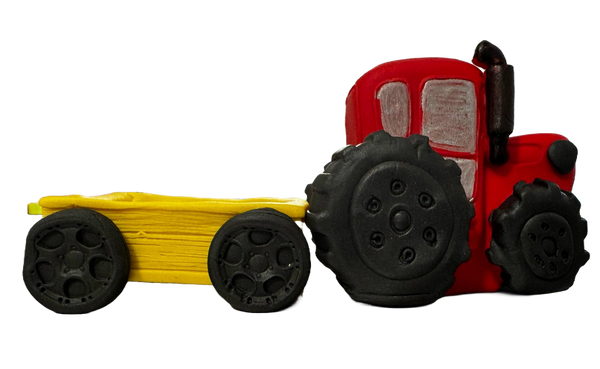 Set 2 decoratiuni comestibile din pasta de zahar, Tractor cu remorca Decoratiuni din Pasta de Zahar Nati Shop