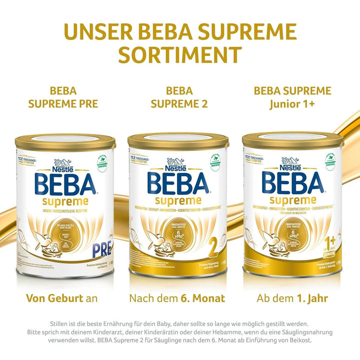 BEBA SUPREME Junior 1+ Kindergetränk Ab Dem 1. Geburtstag, Babynahrung Mit 6 HMO Komplex, Nur Laktose, Ohne Palmöl, 6Er Pack (6 X 800G)